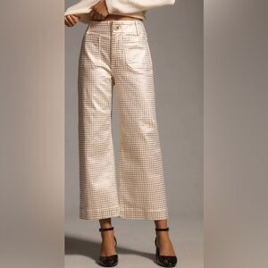 Anthropologie Tan and Cream Wide Leg Jeans